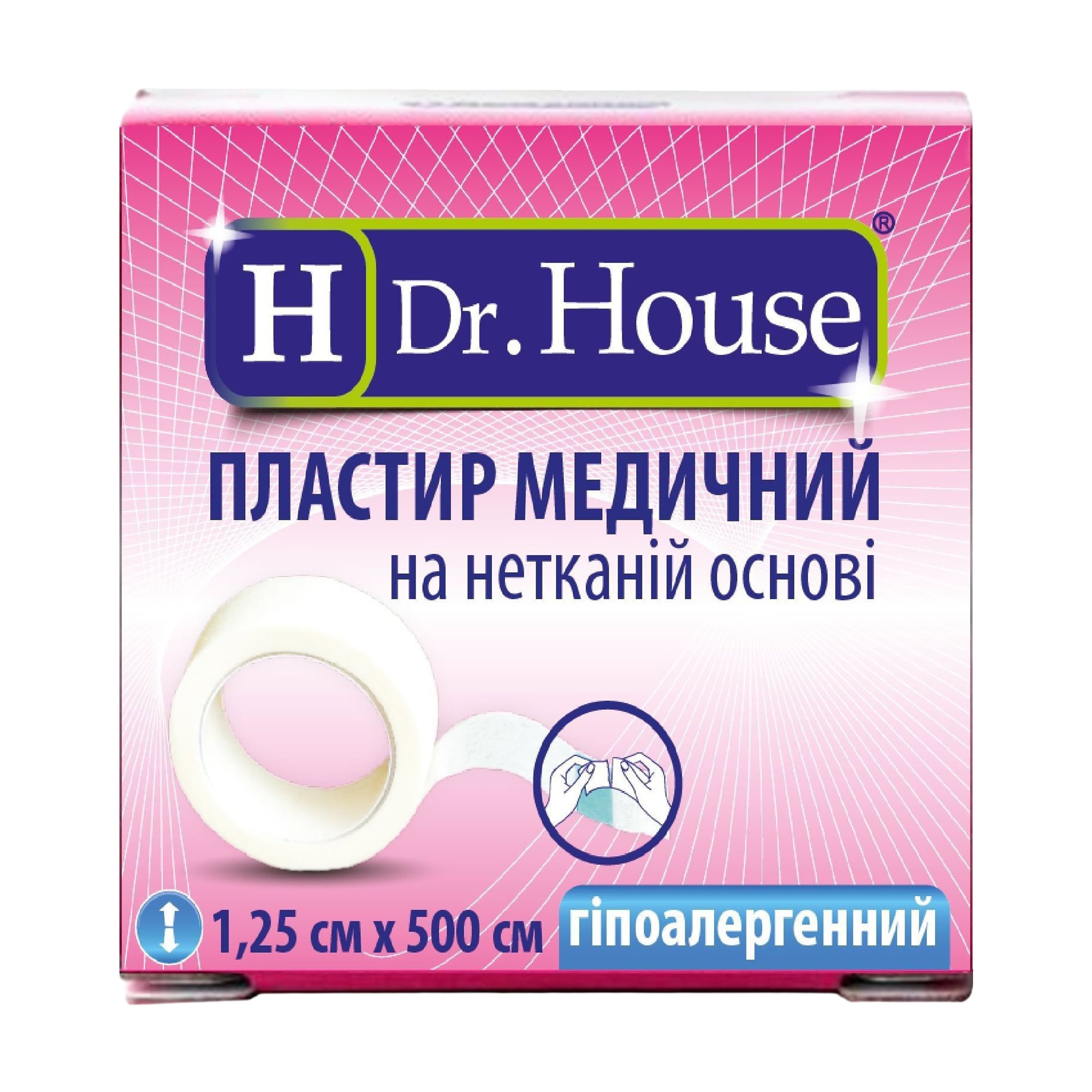 Пластир Dr. House на нетканій основі, у картонній упаковці, 1.25*500 см, 1 шт